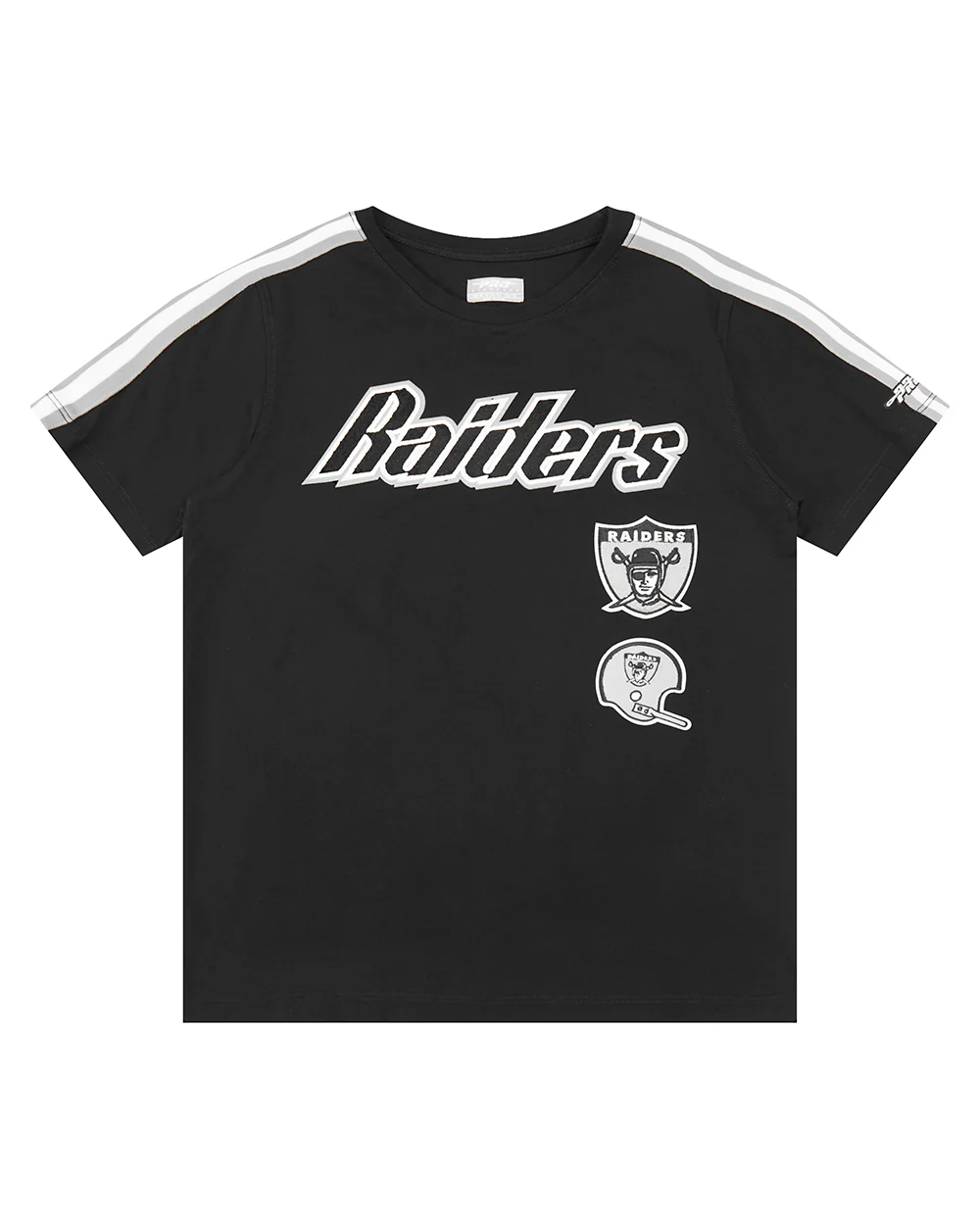 NFL LAS VEGAS RAIDERS RETRO CLASSIC SINGLE JERSEY BIG BOYS SINGLE JERSEY TAPING TEE (BLACK/GRAY) - Image 3