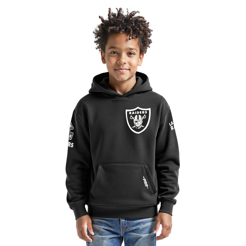 NFL LAS VEGAS RAIDERS CLASSIC BIG BOYS FLEECE PULLOVER HOODIE (BLACK) - Image 9