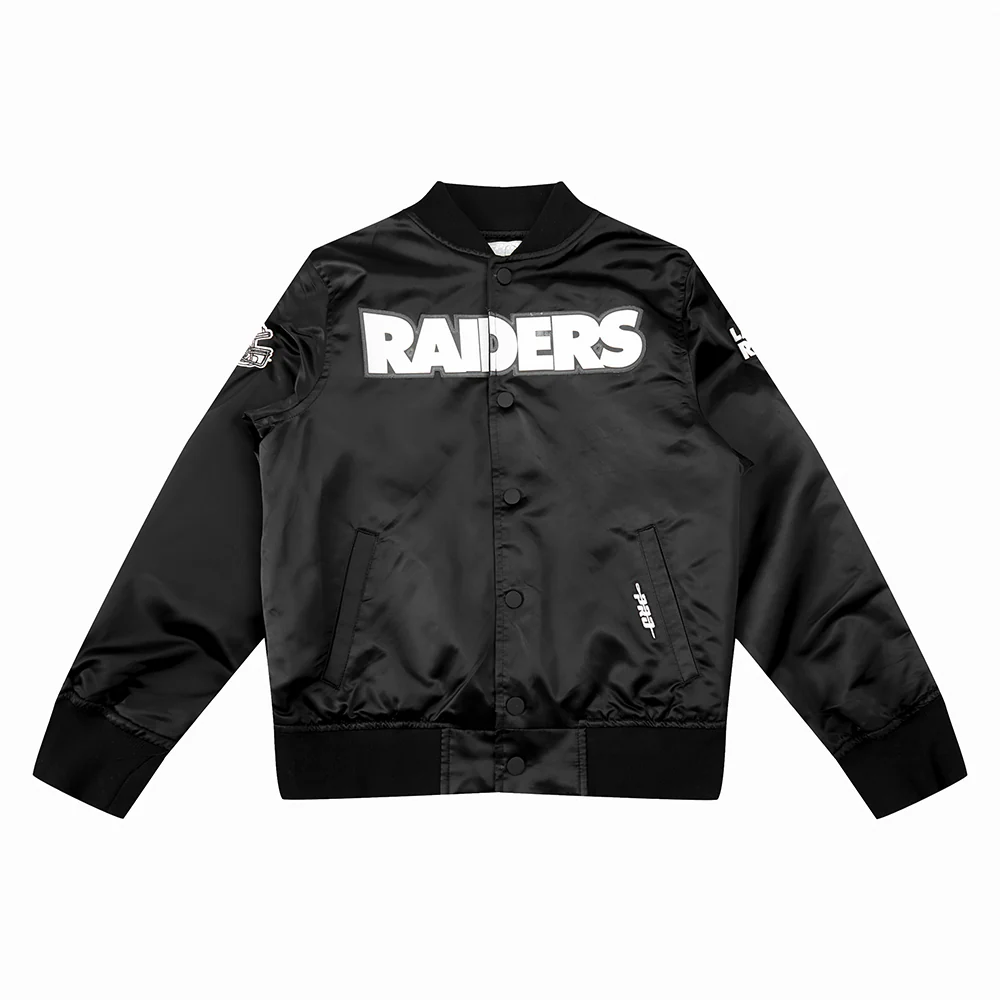 NFL LAS VEGAS RAIDERS CLASSIC BIG BOYS SATIN JACKET (BLACK) - Image 3