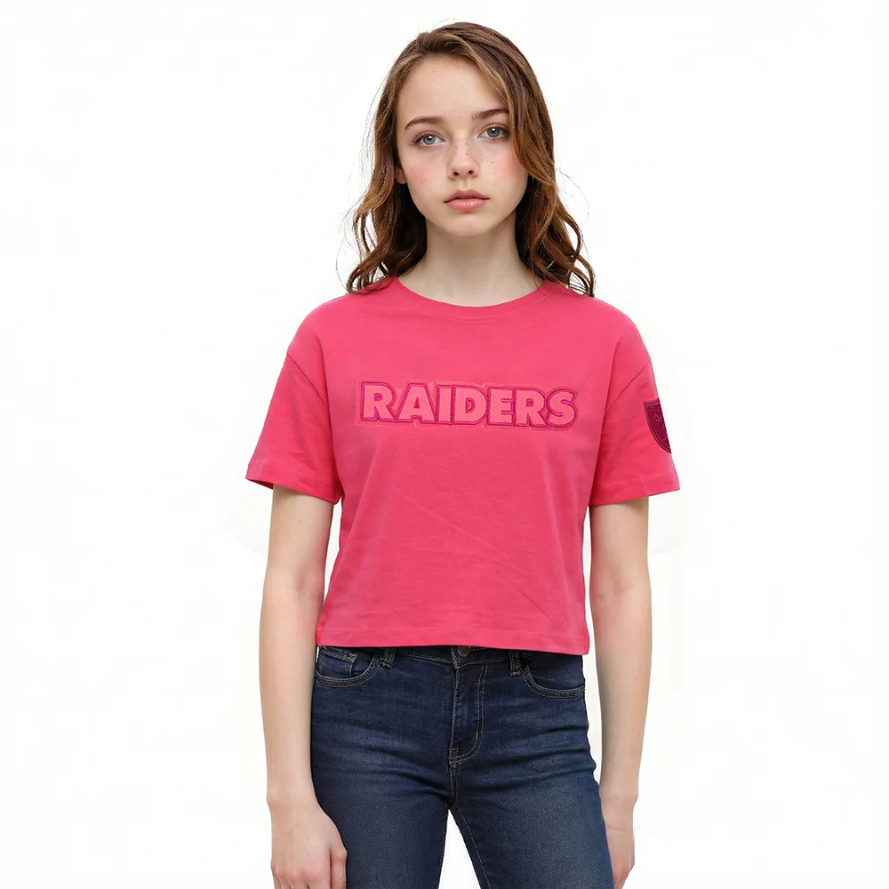 NFL LAS VEGAS RAIDERS CLASSIC TRIPLE PINK BIG GIRL'S SS BOXY TEE (BEETROOT PURPLE)