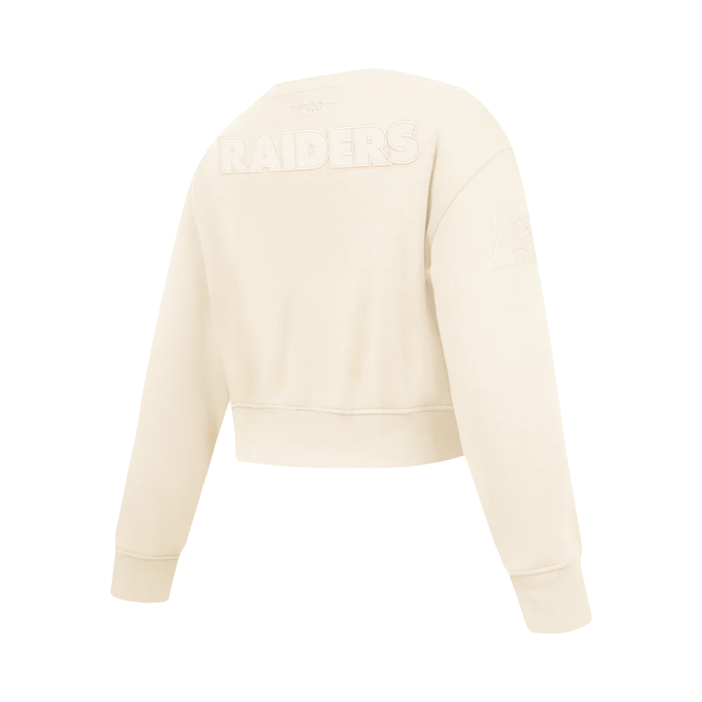 NFL LAS VEGAS RAIDERS NEUTRAL BIG GIRLS FLEECE CREWNECK (EGGSHELL) - Image 4