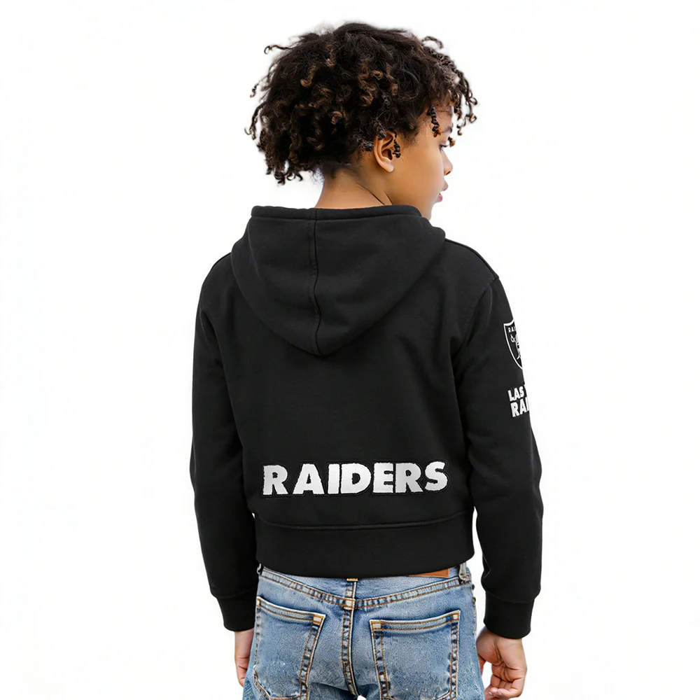 NFL LAS VEGAS RAIDERS CLASSIC BIG GIRL'S FLEECE FULL ZIP HOODIE (BLACK) - Image 2