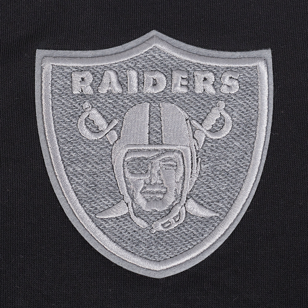 NFL LAS VEGAS RAIDERS REVERSE FRENCH TERRY WOMEN'S COLOR BLOCK FLEECE FULL ZIP HOODIE (BLACK/GRAY/EGGSHELL) - Image 8