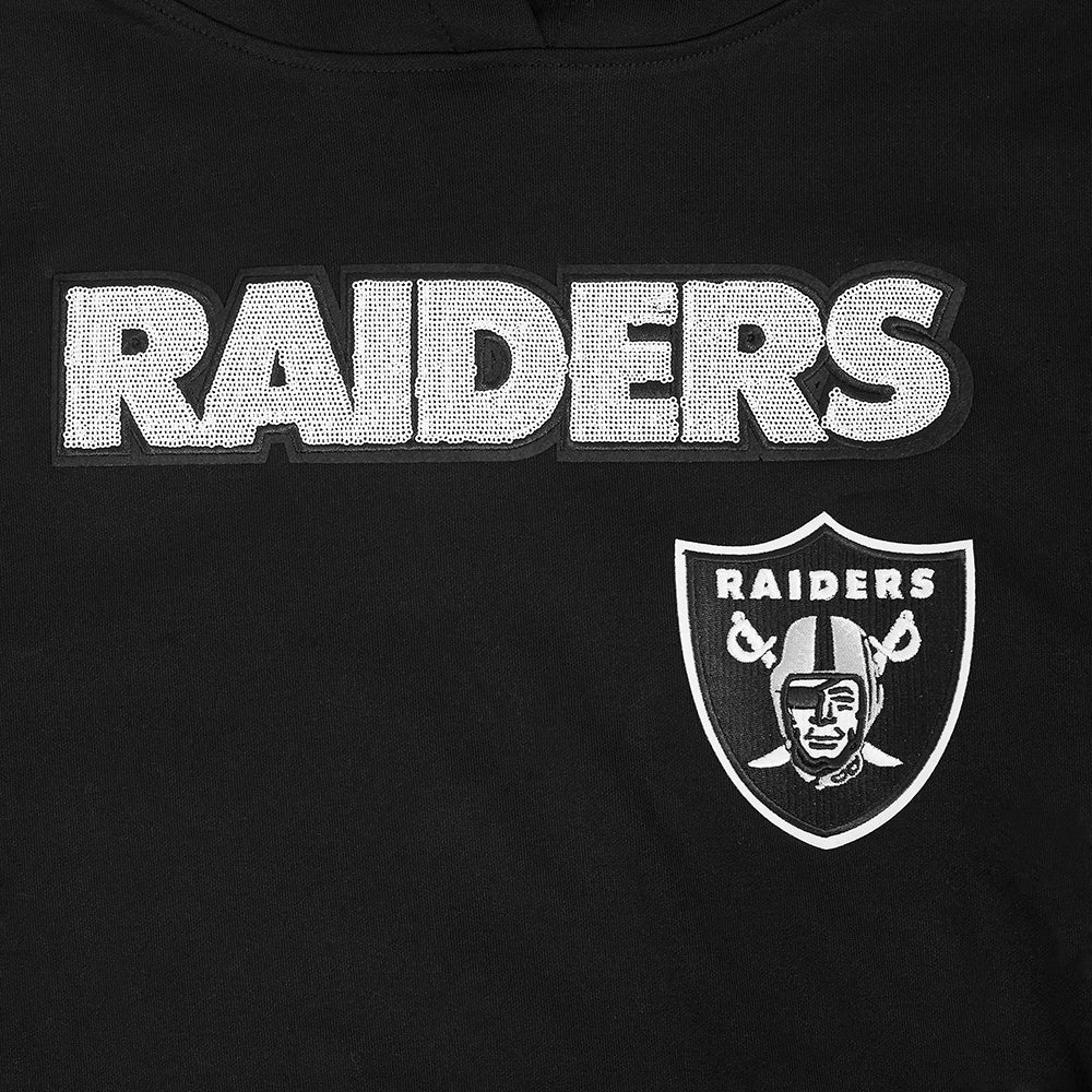 NFL LAS VEGAS RAIDERS GAME DAY CLASSICS WOMEN'S DK CROPPED PO HOODIE (BLACK) - Image 5