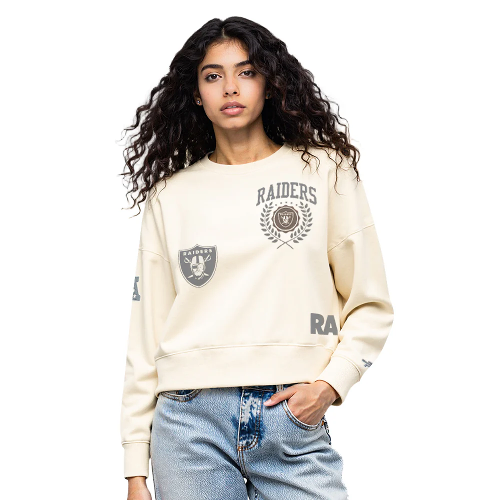 NFL LAS VEGAS RAIDERS STREET TEAM WOMEN'S FLC CREWNECK (EGGSHELL)