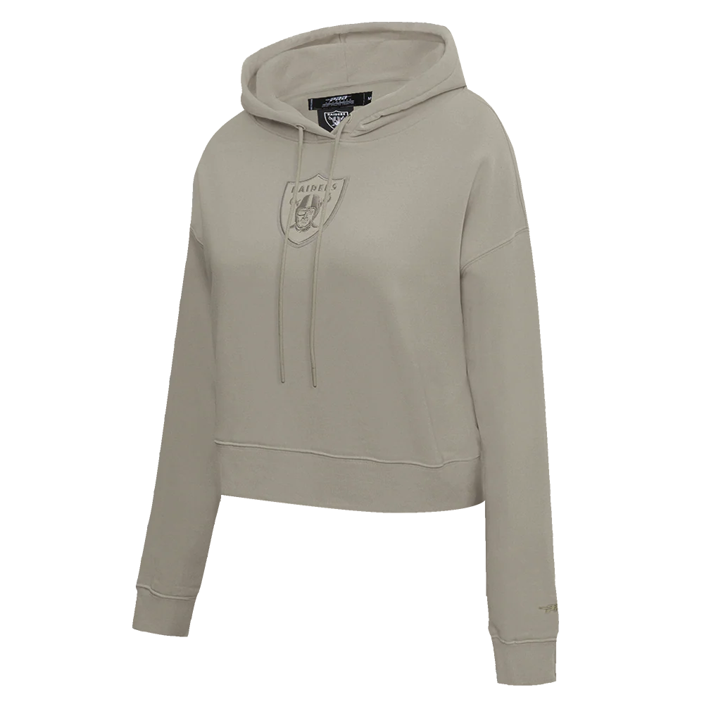 NFL LAS VEGAS RAIDERS NEUTRAL WOMEN'S CROPPED PULLOVER HOODIE (TAUPE) - Image 2