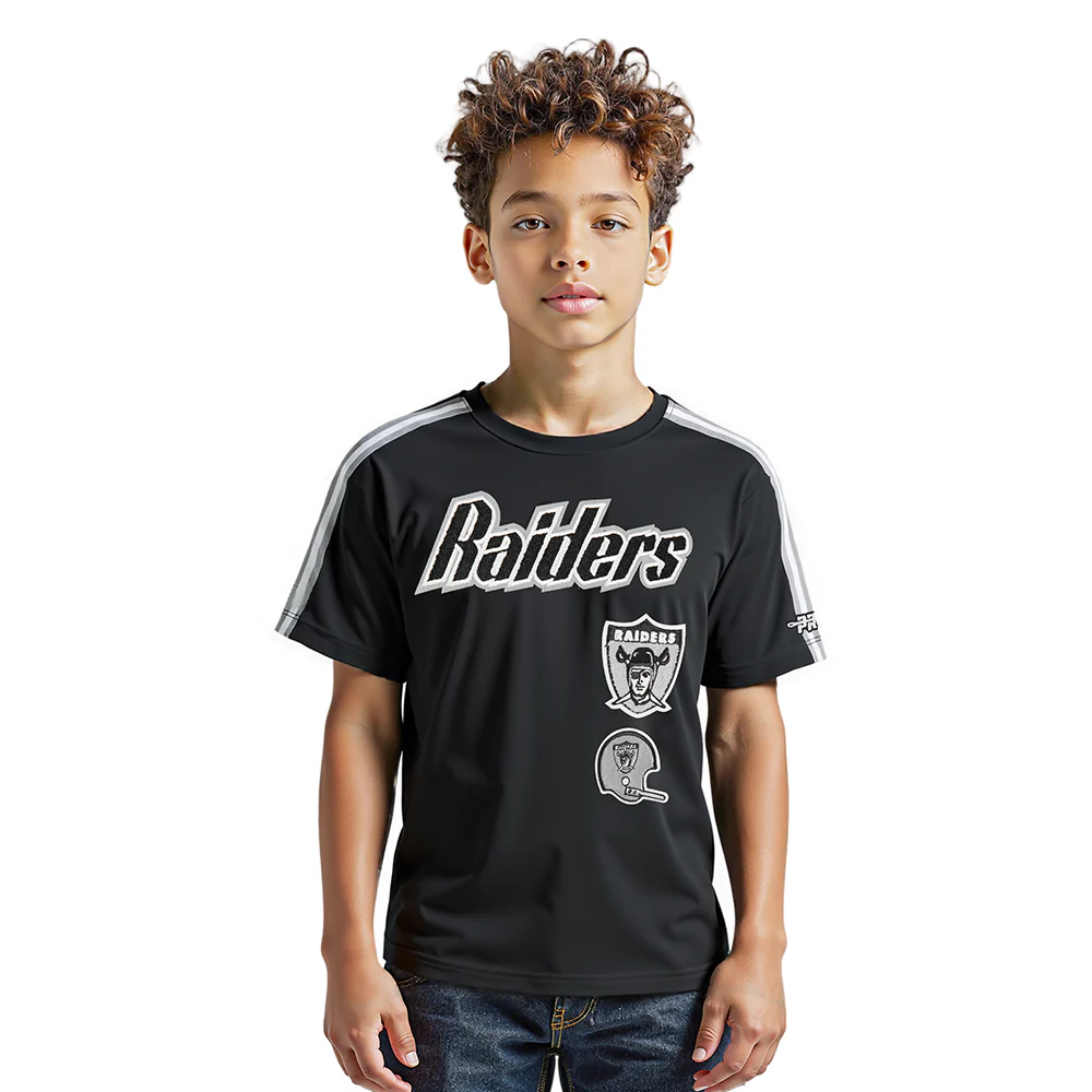 NFL LAS VEGAS RAIDERS RETRO CLASSIC LITTLE BOYS SHORT SLEEVE TAPING TEE (BLACK/GRAY)