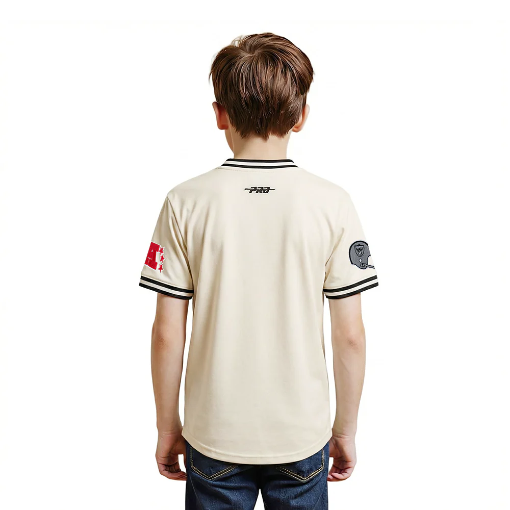 NFL LAS VEGAS RAIDERS RETRO CLASSIC LITTLE BOY'S SS STRIPED RIB TEE (EGGSHELL/ BLACK) - Image 2