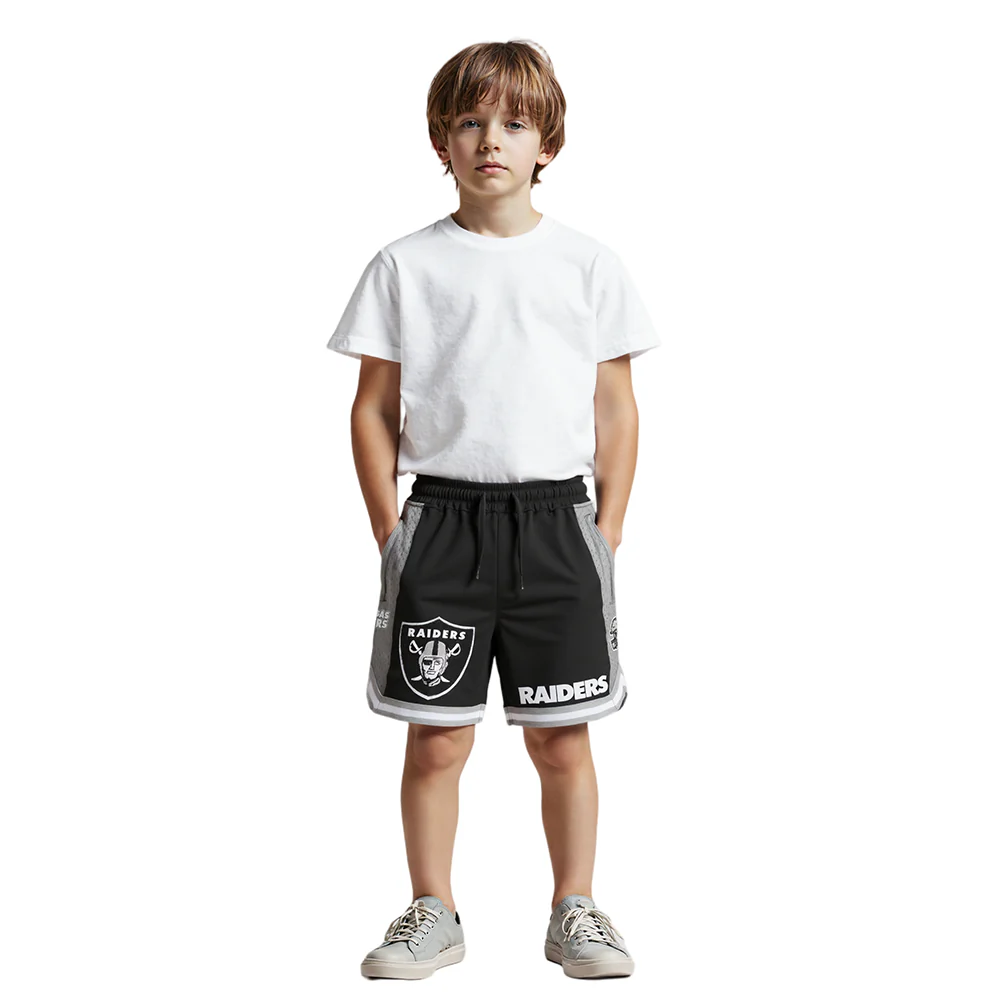 NFL LAS VEGAS RAIDERS CLASSIC LITTLE BOYS FLEECE 2.0 SHORT (BLACK/GRAY) - Image 11