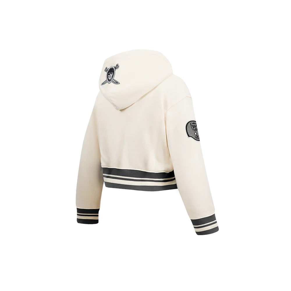 NFL LAS VEGAS RAIDERS RETRO CLASSIC LITTLE GIRL'S RIB FLC PO HOODIE (EGGSHELL/ BLACK) - Image 4