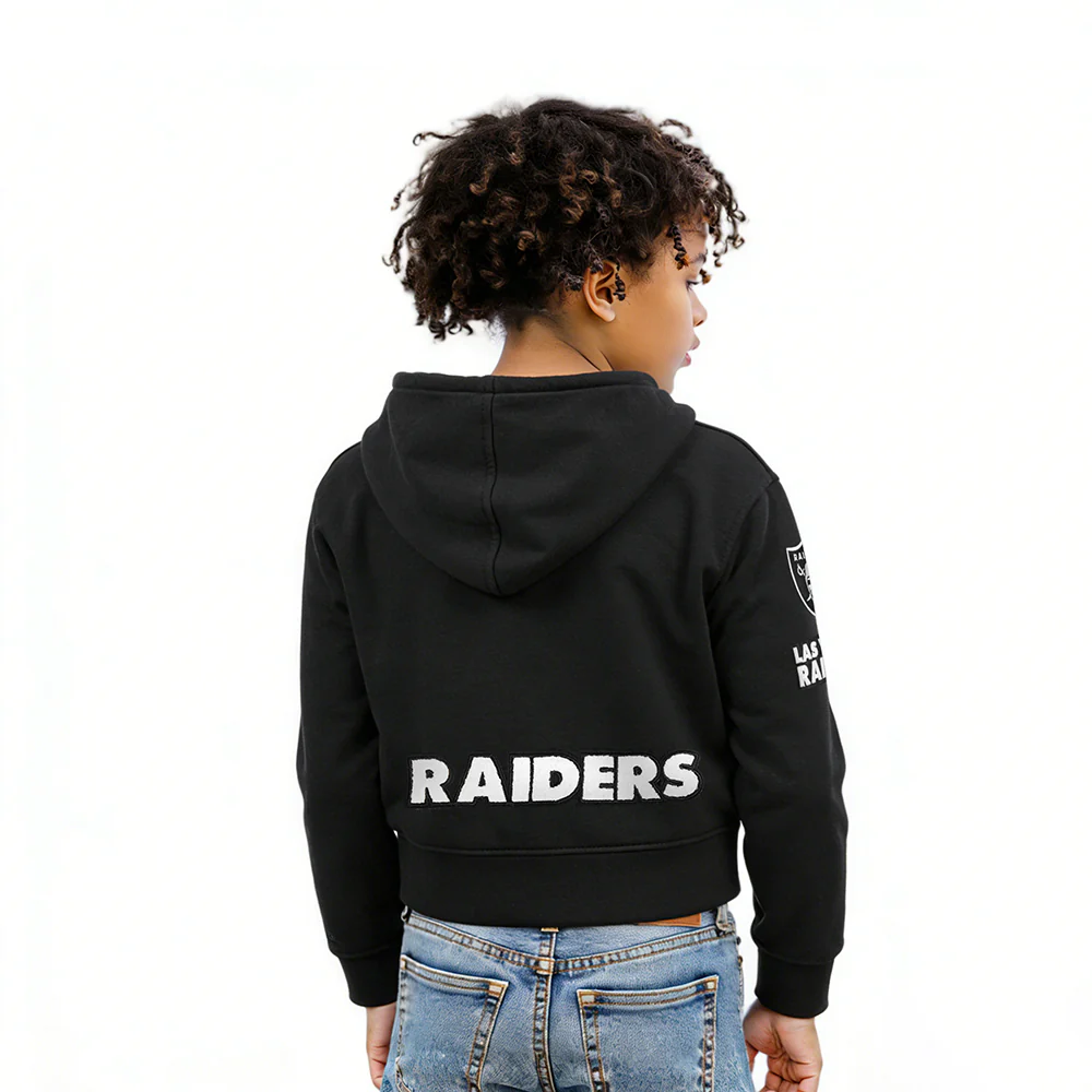 NFL LAS VEGAS RAIDERS CLASSIC LITTLE GIRL'S FLEECE FULL ZIP HOODIE (BLACK) - Image 2