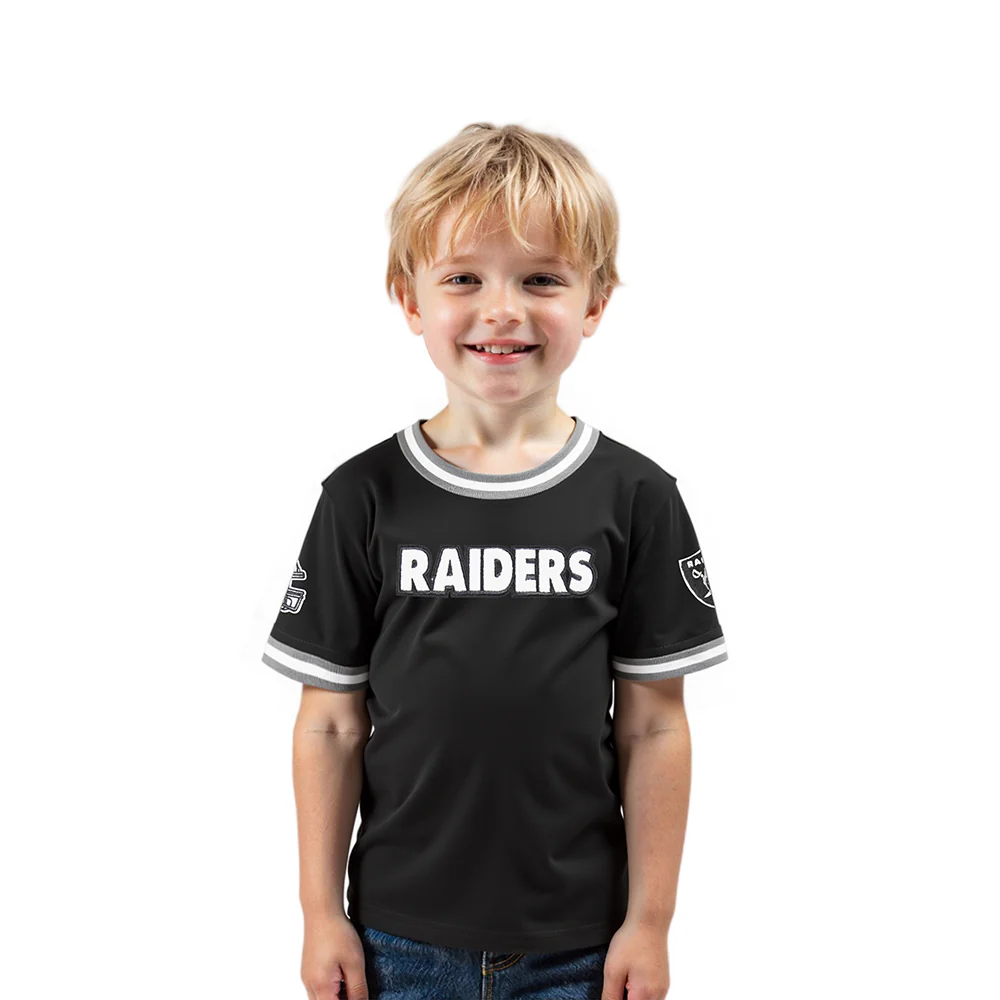 NFL LAS VEGAS RAIDERS CLASSIC TODDLER BOYS SHORT SLEEVE STRIPED RIB TEE (BLACK/GRAY)
