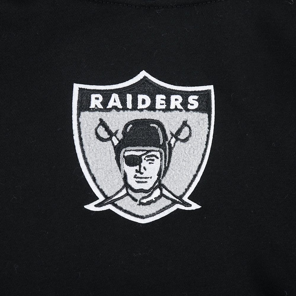 NFL LAS VEGAS RAIDERS RETRO CLASSIC TODDLER BOYS RIB FLEECE PULLOVER HOODIE (BLACK/GRAY) - Image 7