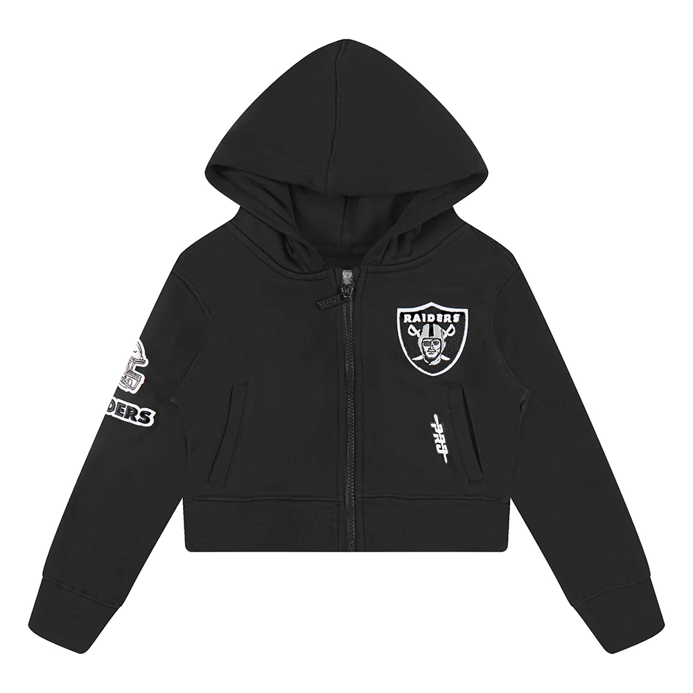 NFL LAS VEGAS RAIDERS CLASSIC TODDLER GIRLS FLEECE FULL ZIP HOODIE (BLACK)