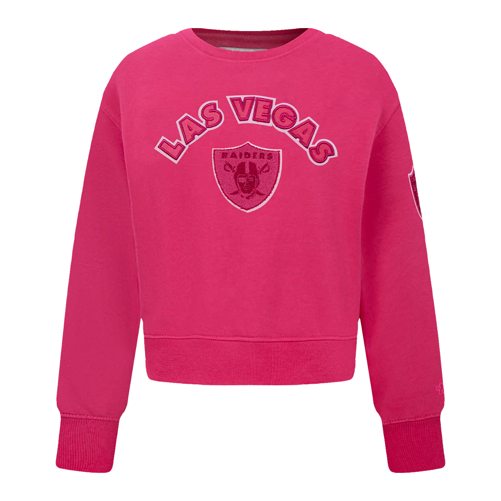 NFL LAS VEGAS RAIDERS TRIPLE PINK TODDLER GIRLS FLEECE CREWNECK (BEETROOT PURPLE)