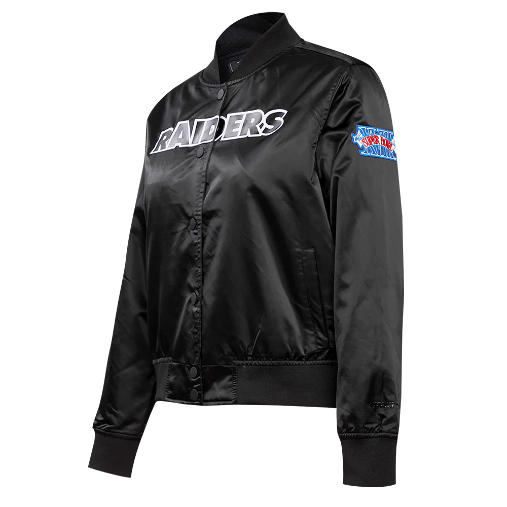 NFL LAS VEGAS RAIDERS CLASSIC WOMEN'S SATIN JACKET (BLACK) - Image 2