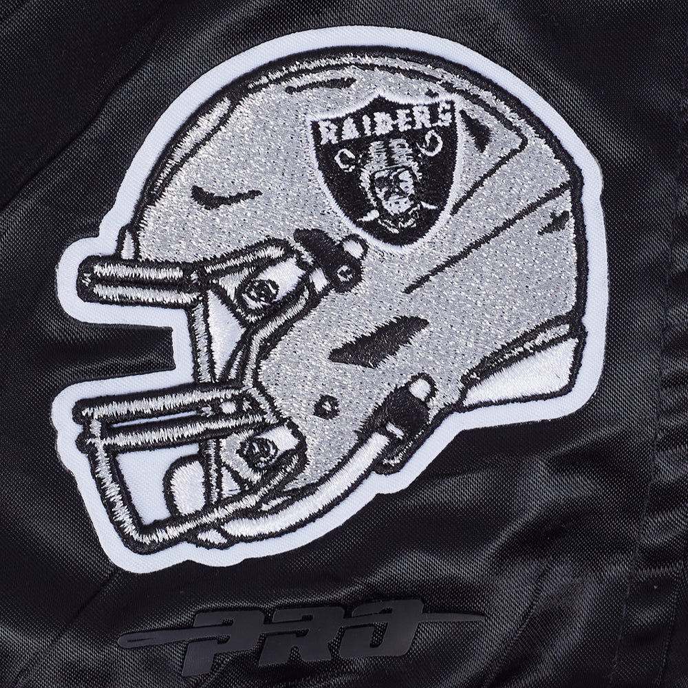 NFL LAS VEGAS RAIDERS MASHUP WOMEN'S RIB SATIN JACKET (BLACK/GRAY) - Image 14