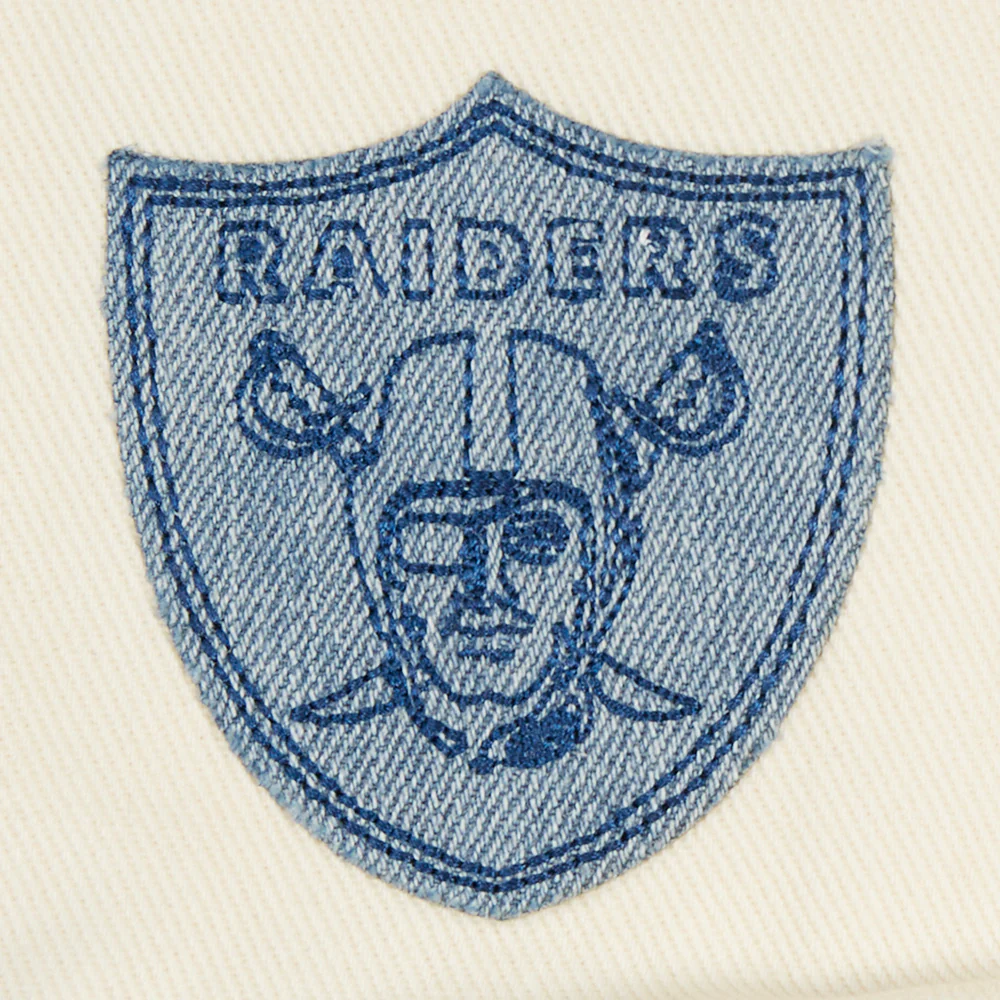 NFL LAS VEGAS RAIDERS VARSITY BLUES WOMEN'S DENIM VARSITY JACKET (DENIM/LINEN) - Image 6