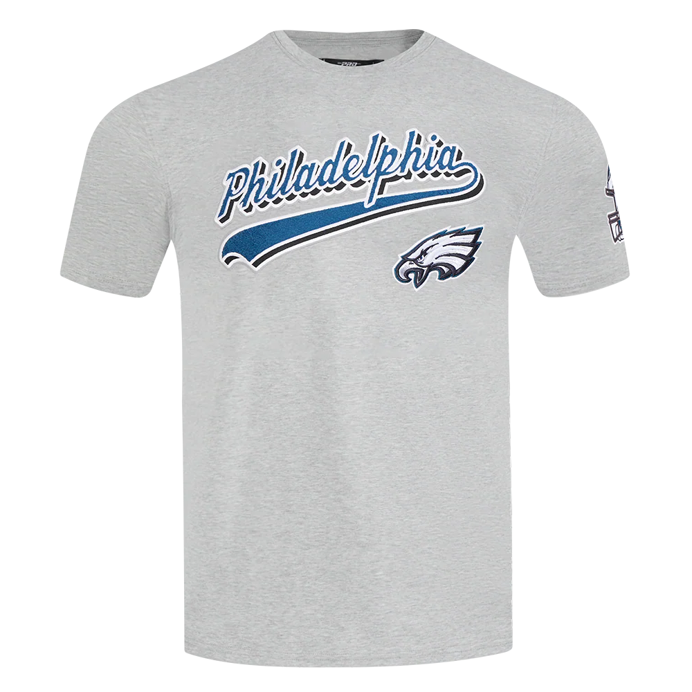 NFL PHILADELPHIA EAGLES SCRIPT TAIL MEN'S SINGLE JERSEY TEE (HEATHER GREY)