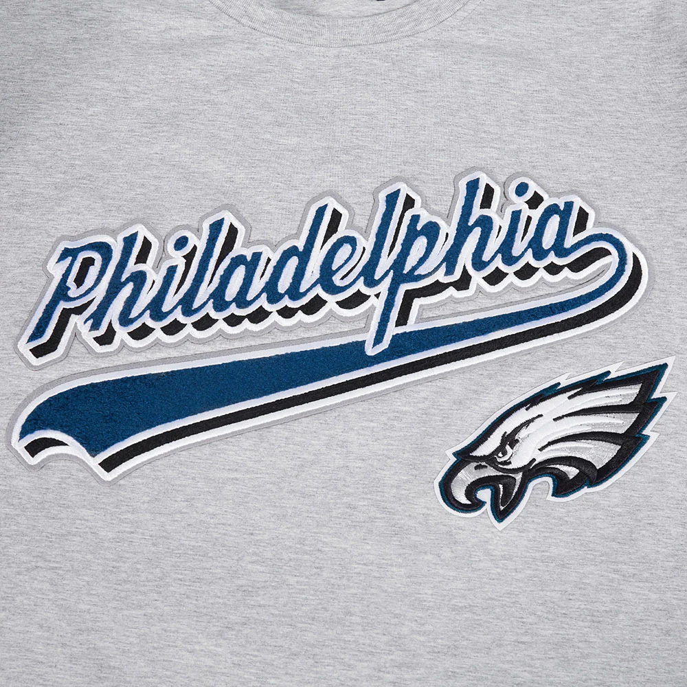 NFL PHILADELPHIA EAGLES SCRIPT TAIL MEN'S SINGLE JERSEY TEE (HEATHER GREY) - Image 5