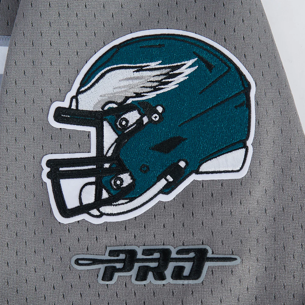 NFL PHILADELPHIA EAGLES JALEN HURTS #1 CLASSIC MESH PNN MEN'S MESH BUTTON DOWN SHIRT (Gray) - Image 6