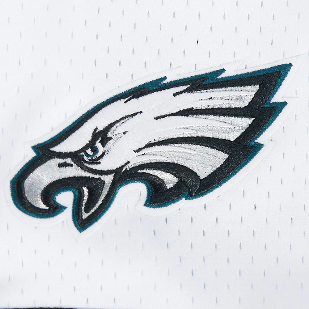 NFL PHILADELPHIA EAGLES SAQUON BARKLEY #26 CLASSIC MESH PNN MEN'S MESH BUTTON DOWN SHIRT (WHITE/BLACK/WHITE) - Image 5