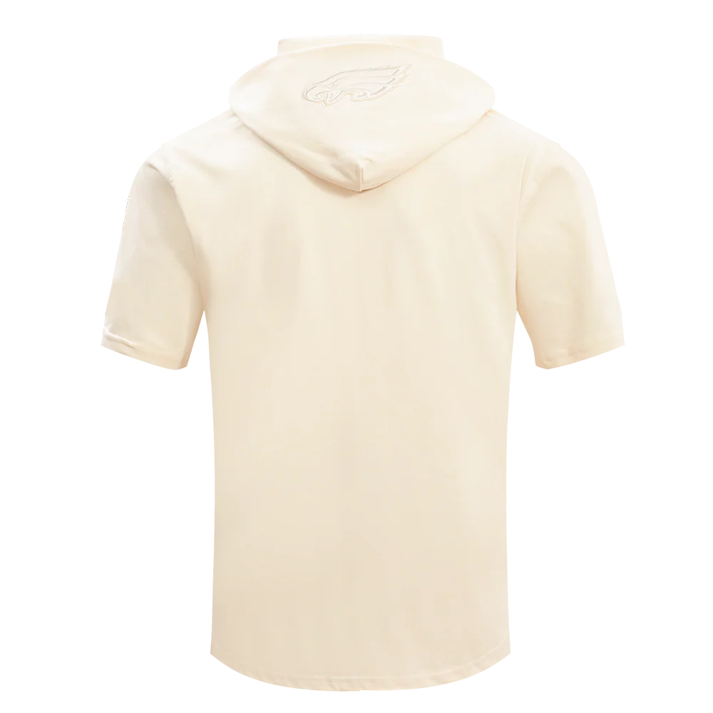 NFL PHILADELPHIA EAGLES JALEN HURTS #1 NEUTRAL MEN'S SHORT SLEEVE PULLOVER HOODIE (EGGSHELL) - Image 3