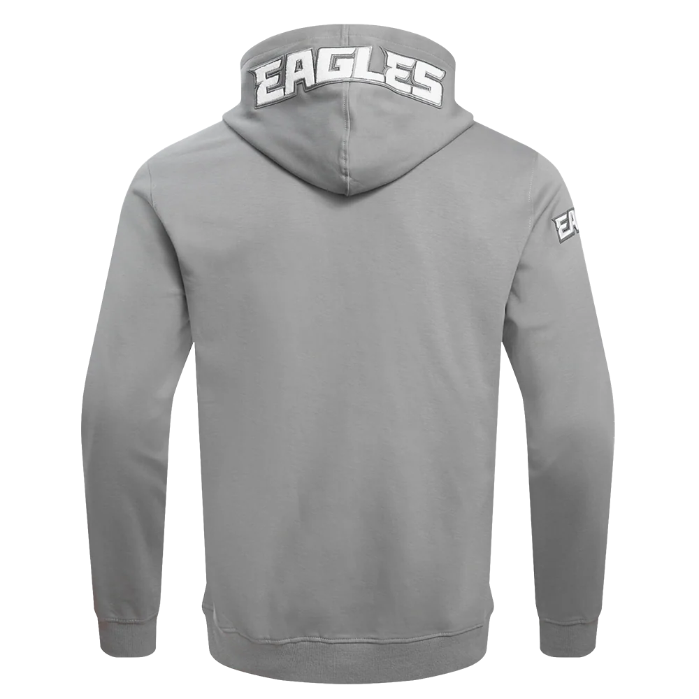 NFL PHILADELPHIA EAGLES CLASSIC CHENILLE MEN'S DOUBLE KNIT FULL ZIP HOODIE (GRAY) - Image 3