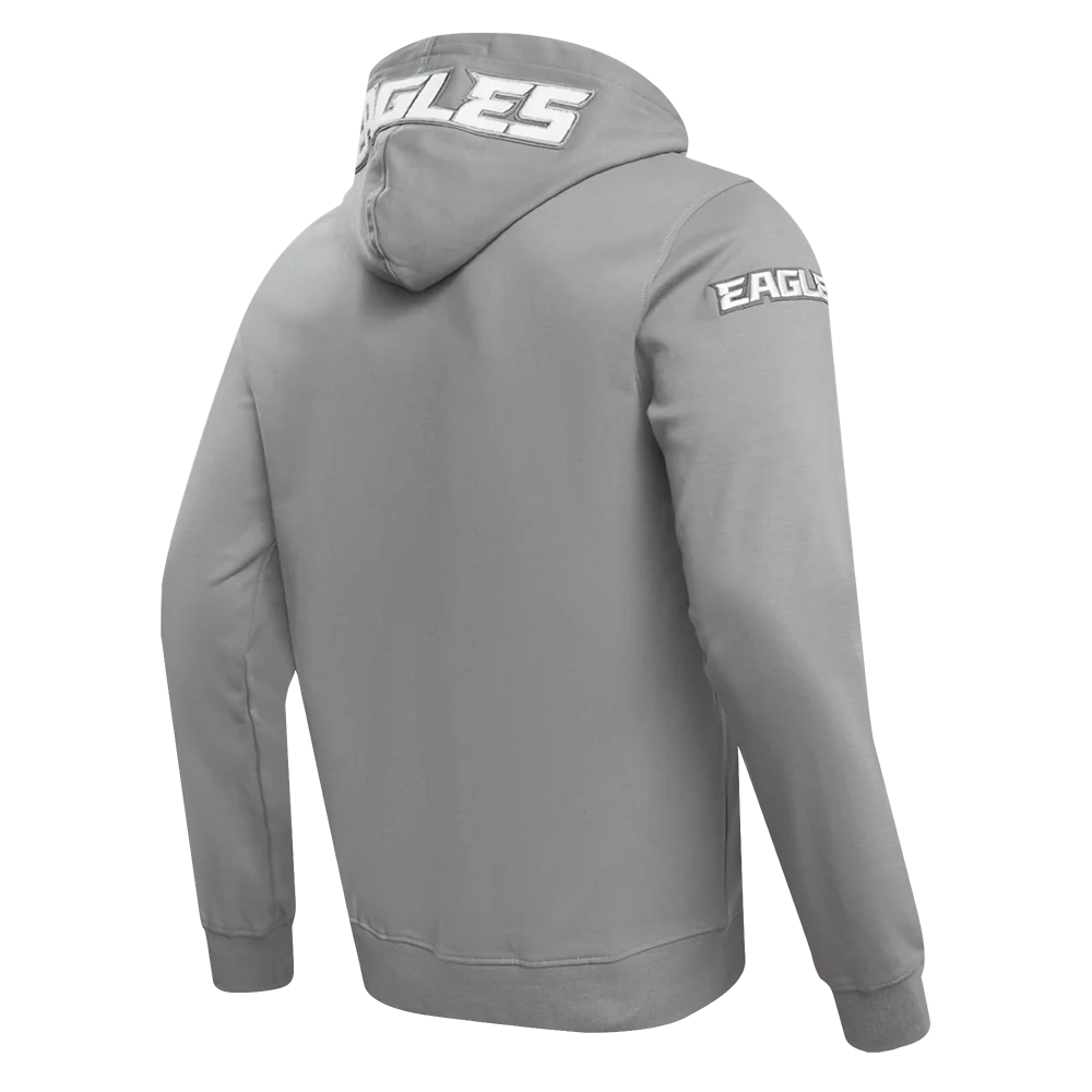 NFL PHILADELPHIA EAGLES CLASSIC CHENILLE MEN'S DOUBLE KNIT FULL ZIP HOODIE (GRAY) - Image 4
