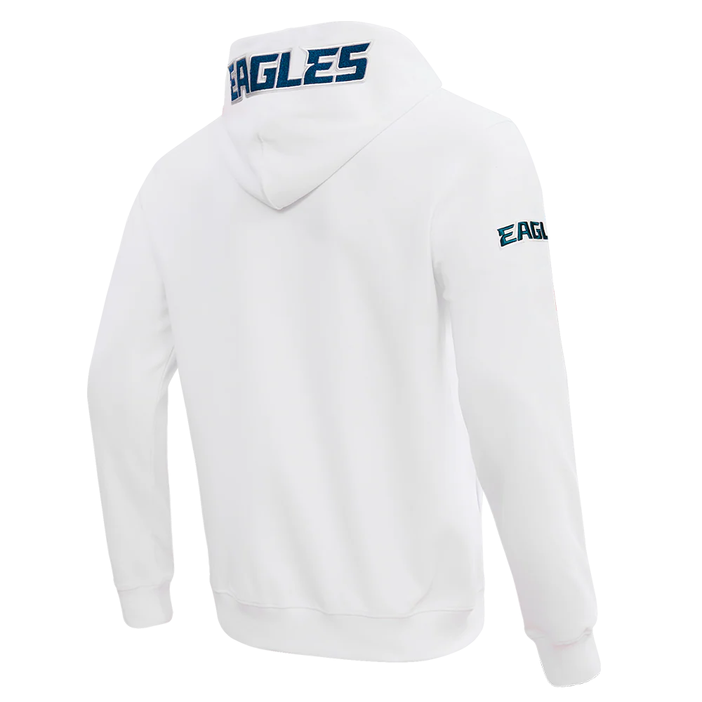 NFL PHILADELPHIA EAGLES CLASSIC CHENILLE MEN'S DOUBLE KNIT FULL ZIP HOODIE (WHITE) - Image 3