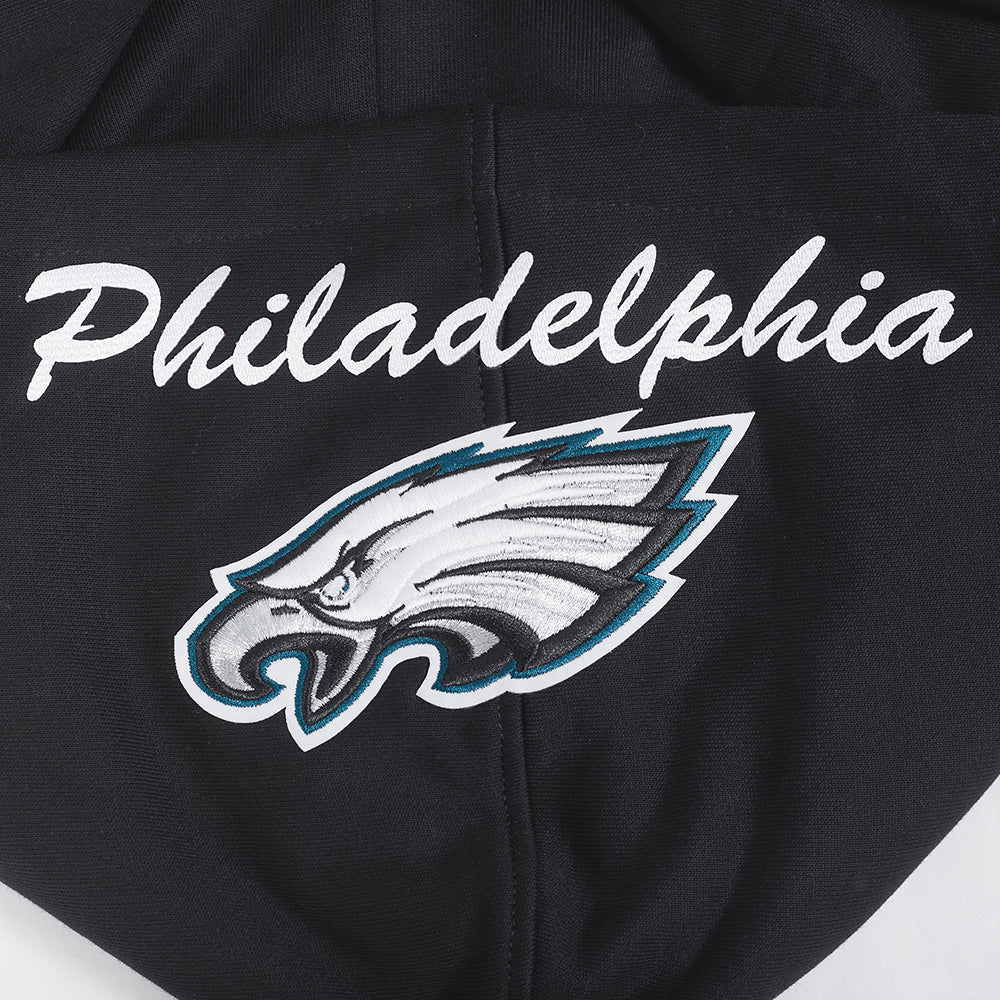 NFL PHILADELPHIA EAGLES TEAM BADGE MEN'S RIB FLC PO HOODIE (BLACK) - Image 11