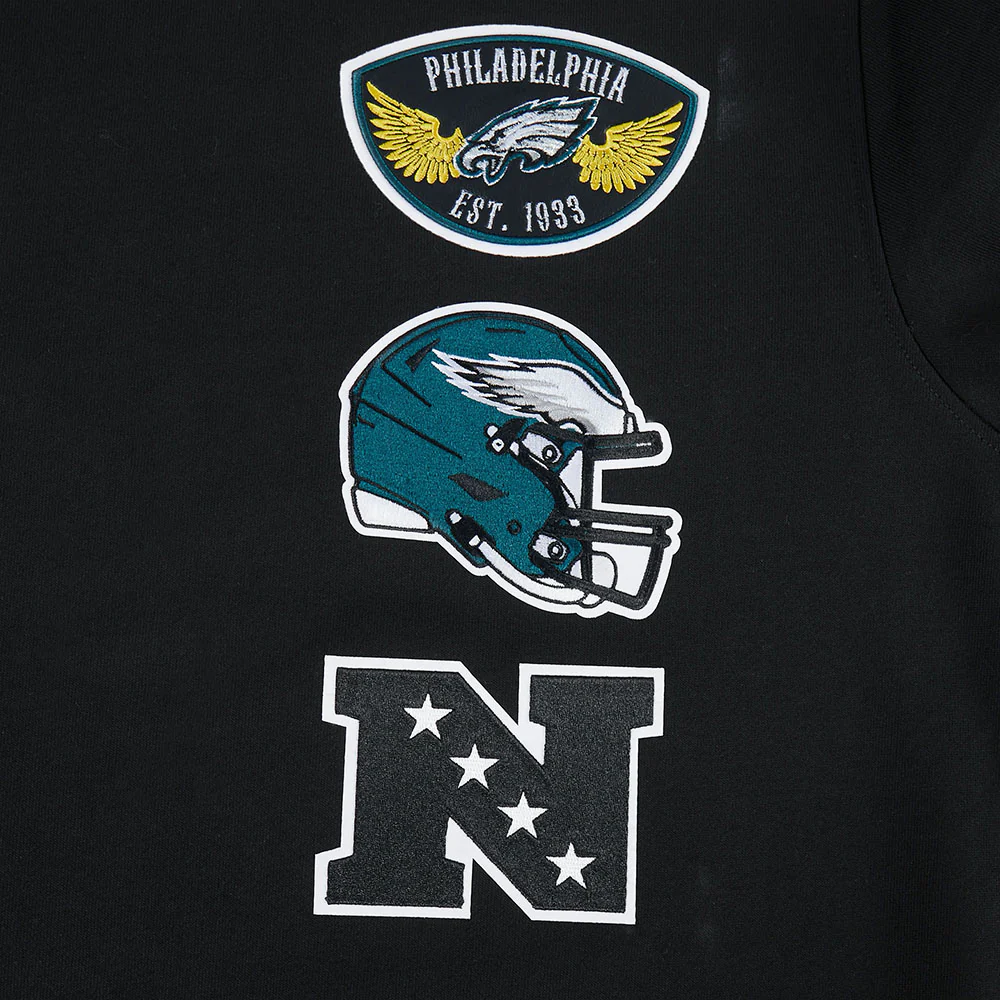 NFL PHILADELPHIA EAGLES BORN FOR SPORT MEN'S FLC CREWNECK (BLACK) - Image 6