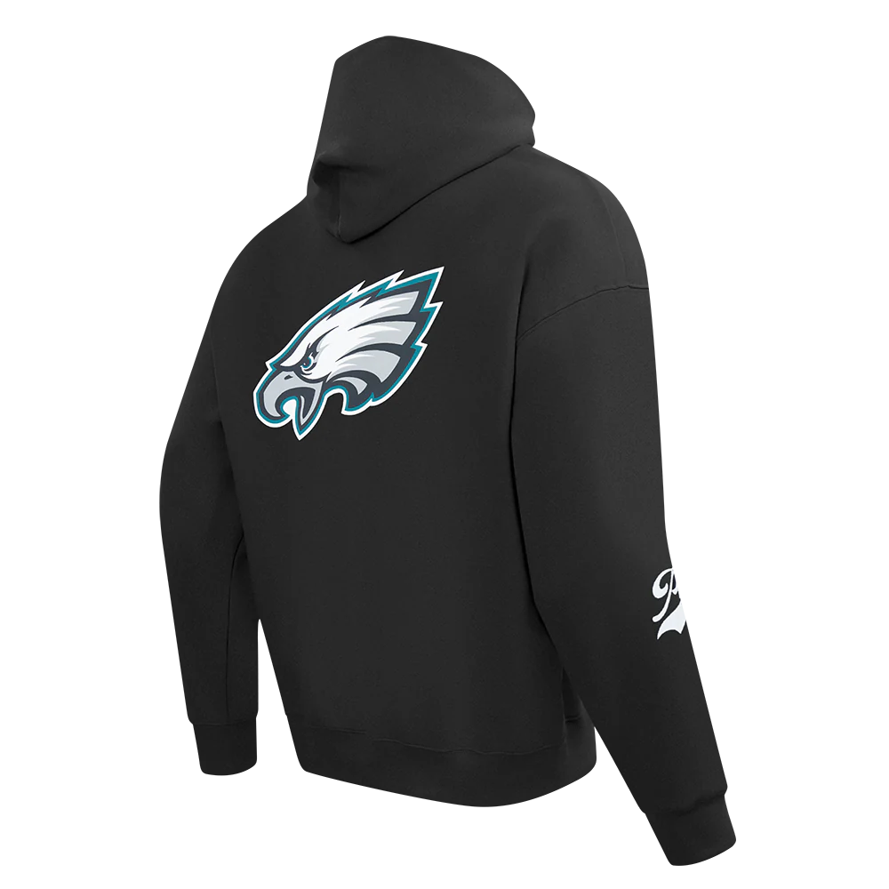 NFL PHILADELPHIA EAGLES LIVING LARGE MEN'S DROP SHOULDER FLC PO HOOD (BLACK) - Image 4
