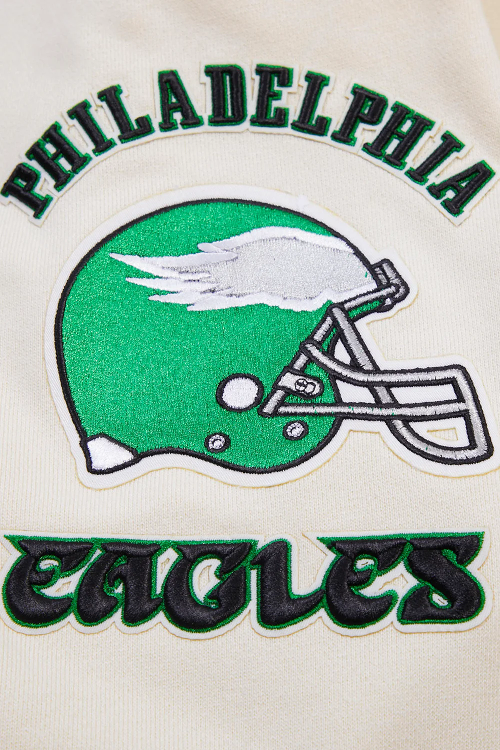 NFL PHILADELPHIA EAGLES RETRO CLASSIC MEN'S PULLOVER HOODIE (EGGSHELL/ KELLY GREEN) - Image 6
