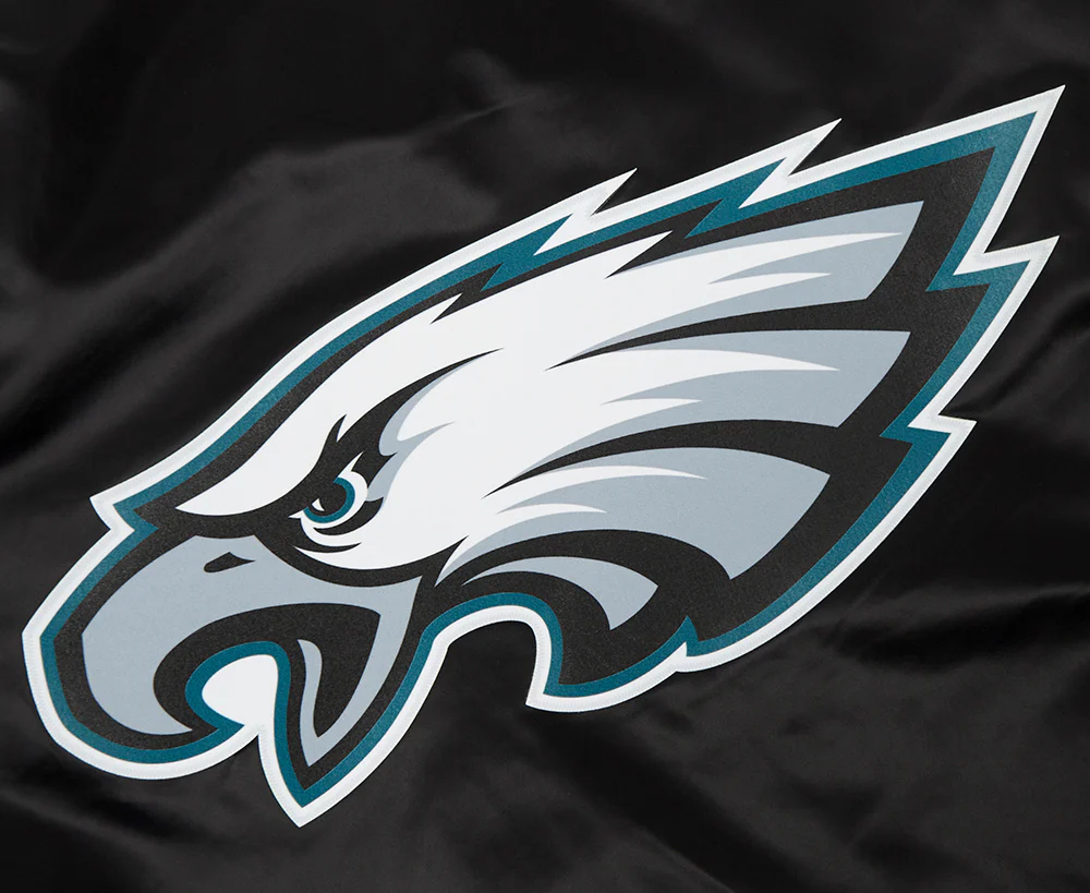 NFL PHILADELPHIA EAGLES SCRIPT TAIL MEN'S SATIN JACKET (BLACK) - Image 10