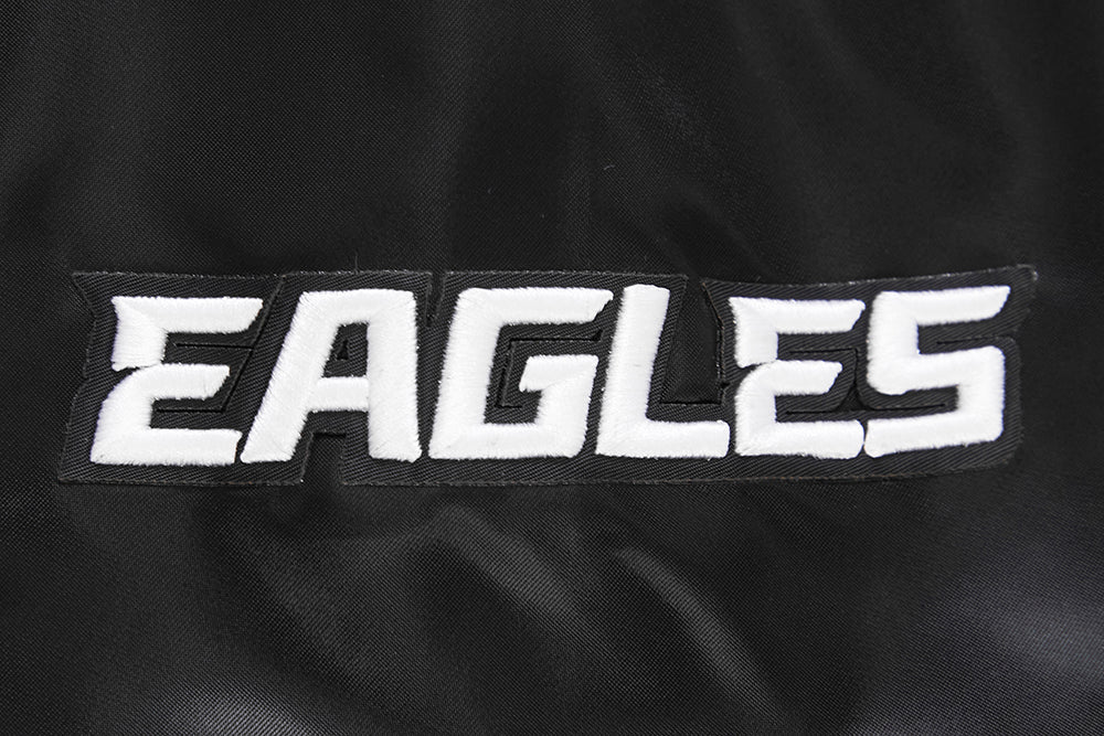 NFL PHILADELPHIA EAGLES BIG LOGO NO FILL MEN'S SATIN JACKET (BLACK) - Image 5