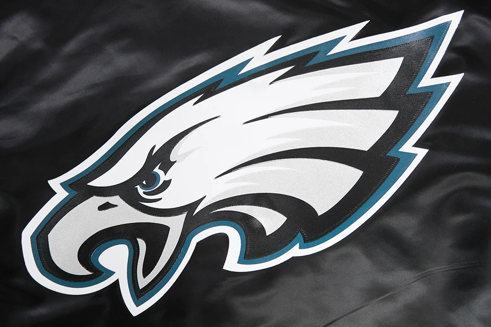 NFL PHILADELPHIA EAGLES BIG LOGO NO FILL MEN'S SATIN JACKET (BLACK) - Image 6