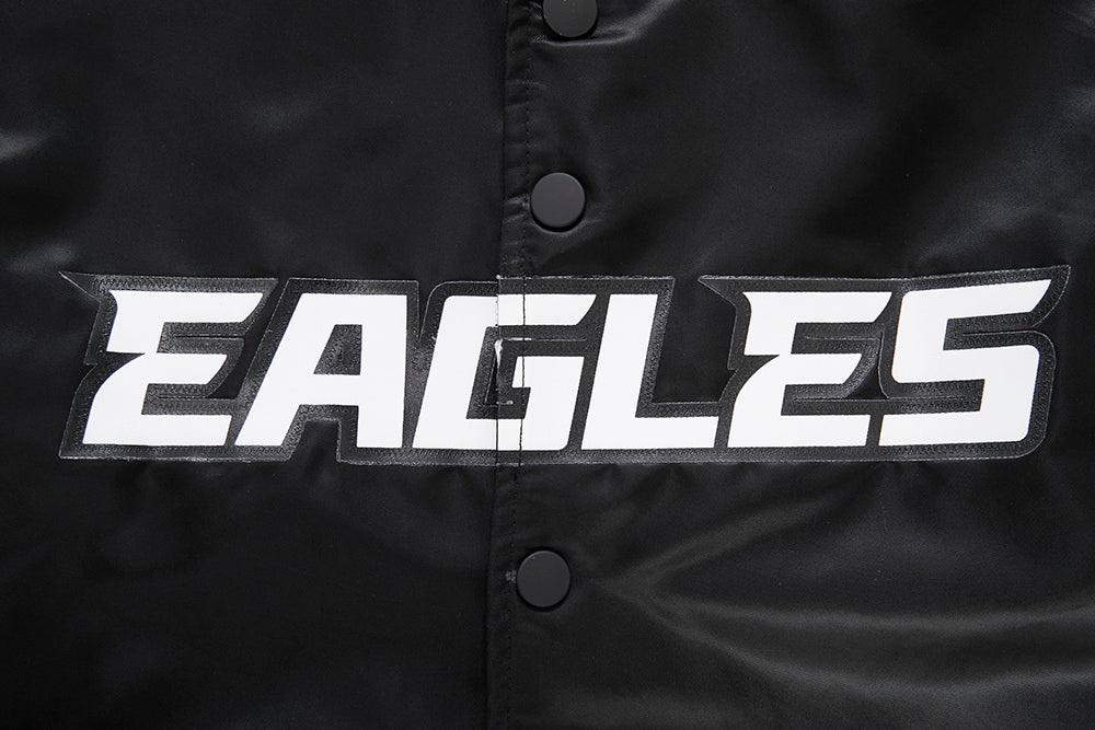 NFL PHILADELPHIA EAGLES BIG LOGO NO FILL MEN'S SATIN JACKET (BLACK) - Image 7