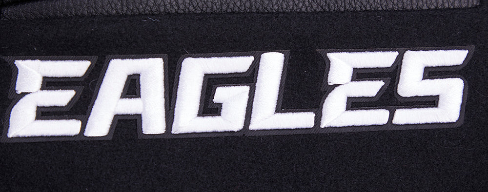 NFL PHILADELPHIA EAGLES MASHUP MEN'S RIB WOOL VARSITY JACKET (BLACK) - Image 9