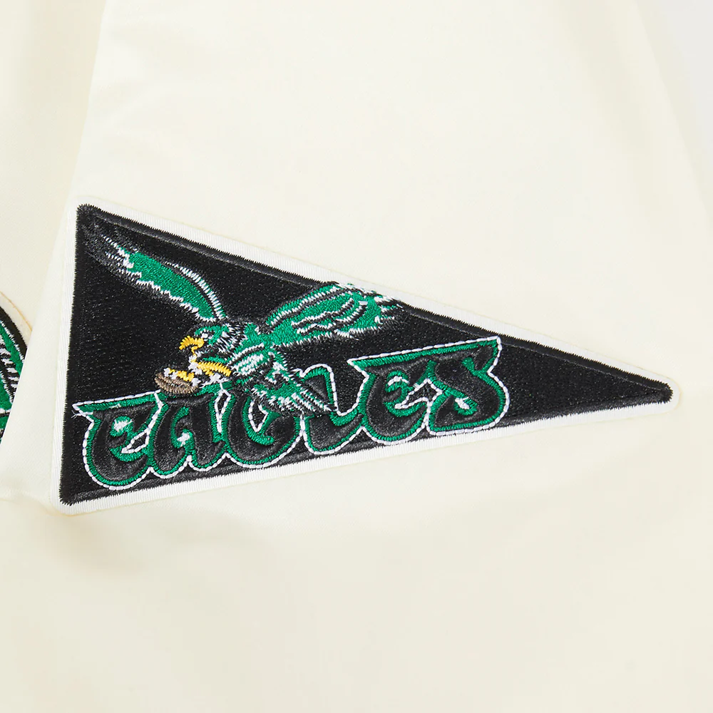 NFL PHILADELPHIA EAGLES BEST OF MEN'S RIB SATIN JACKET (EGGSHELL/ KELLY GREEN) - Image 9