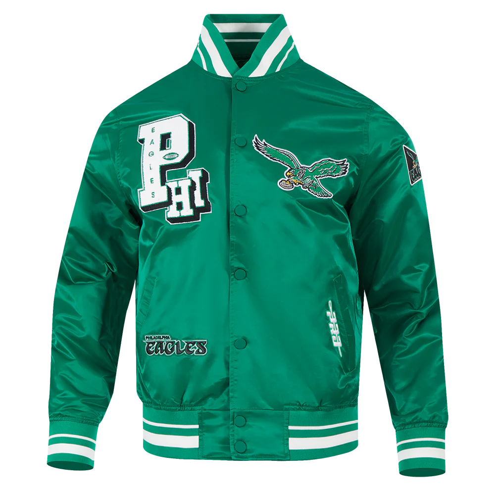 NFL PHILADELPHIA EAGLES BEST OF MEN'S RIB SATIN JACKET (KELLY GREEN) - Image 5
