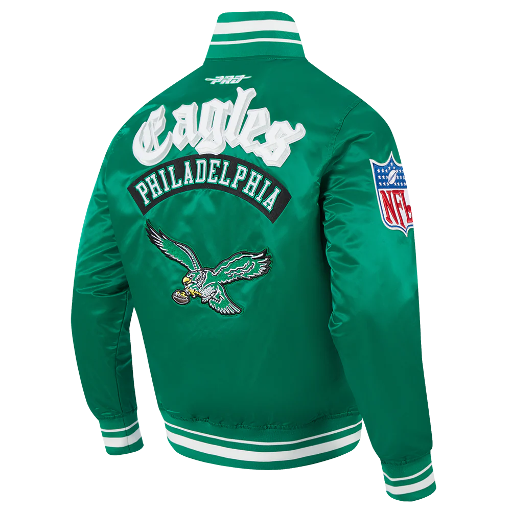 NFL PHILADELPHIA EAGLES BEST OF MEN'S RIB SATIN JACKET (KELLY GREEN) - Image 8