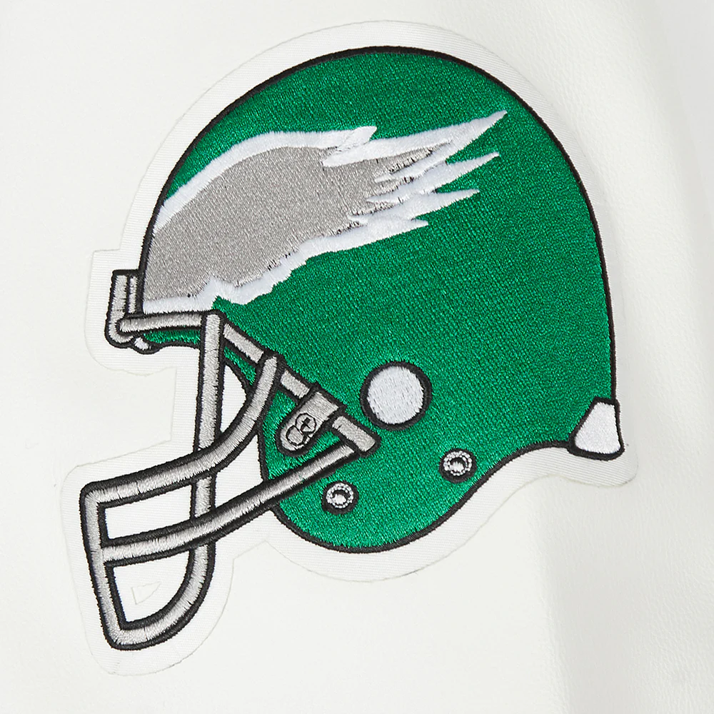 NFL PHILADELPHIA EAGLES BEST OF MEN'S LEATHER VARSITY JACKET (BLACK/WHITE) - Image 10