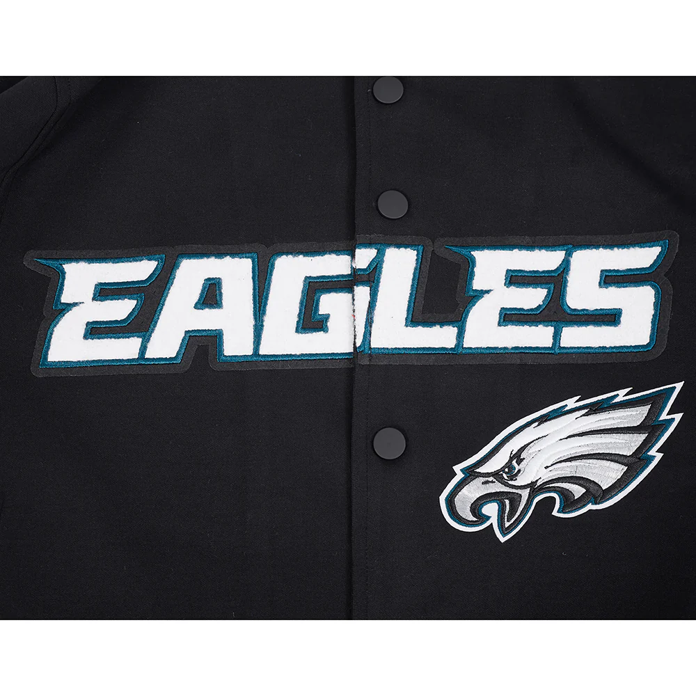 NFL PHILADELPHIA EAGLES PRO GAME DAY MEN'S DBL KNIT JACKET (BLACK/SILVER/WHITE) - Image 7