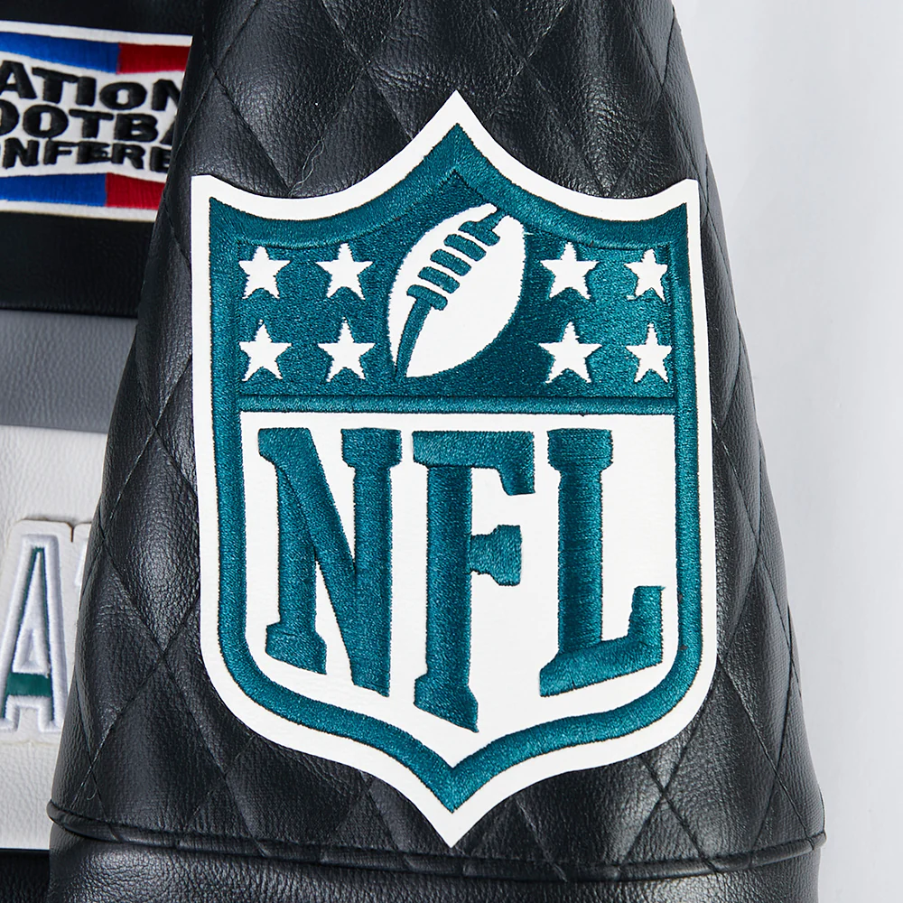 NFL PHILADELPHIA EAGLES MEN'S MOTO JACKET (BLACK/WHITE) - Image 10
