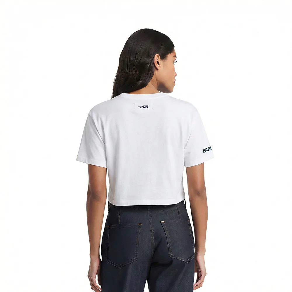 NFL PHILADELPHIA EAGLES SCRIPT TAIL WOMEN'S SINGLE JERSEY BOXY TEE (WHITE) - Image 2