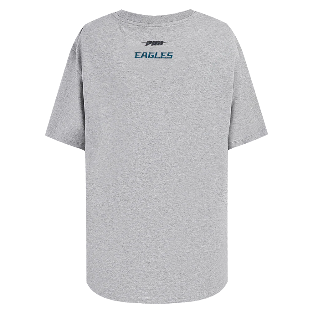 NFL PHILADELPHIA EAGLES SCRIPT TAIL WOMEN'S BOYFRIEND TEE (HEATHER GREY) - Image 3