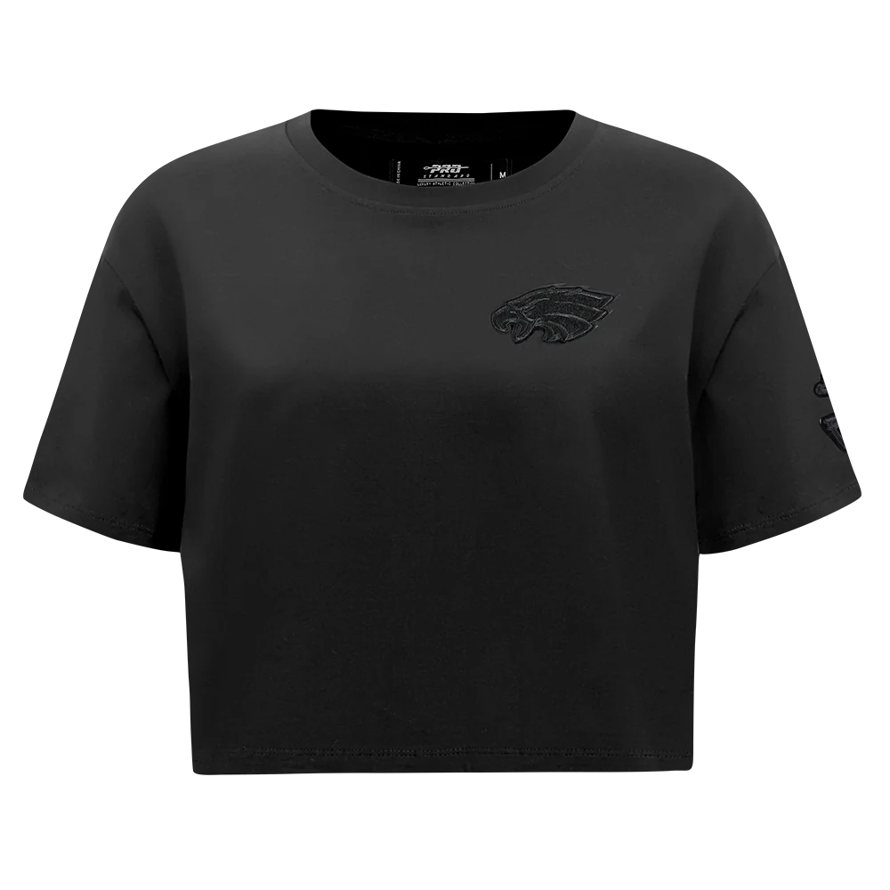 NFL PHILADELPHIA EAGLES TRIPLE BLACK WOMEN'S SINGLE JERSEY BOXY TEE (TRIPLE BLACK)