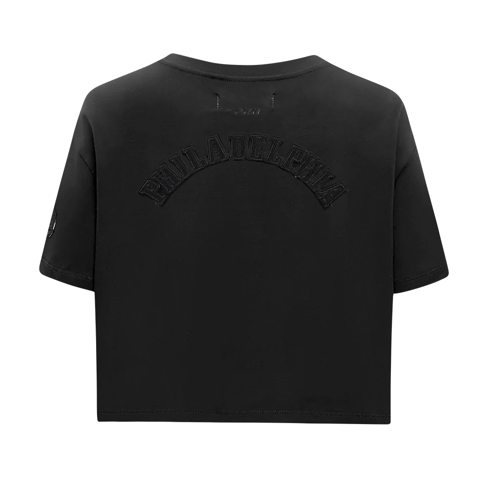 NFL PHILADELPHIA EAGLES TRIPLE BLACK WOMEN'S SINGLE JERSEY BOXY TEE (TRIPLE BLACK) - Image 3