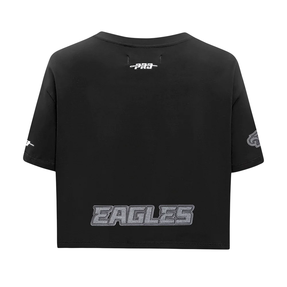 NFL PHILADELPHIA EAGLES REVERSE FRENCH TERRY WOMEN'S SINGLE JERSEY BOXY TEE (BLACK) - Image 3